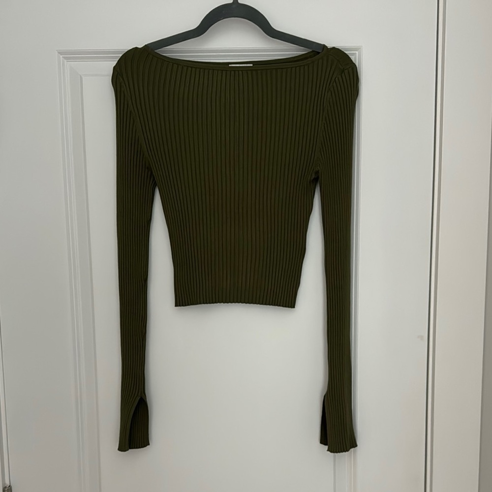 H&M Dark Green Ribbed Bodysuit